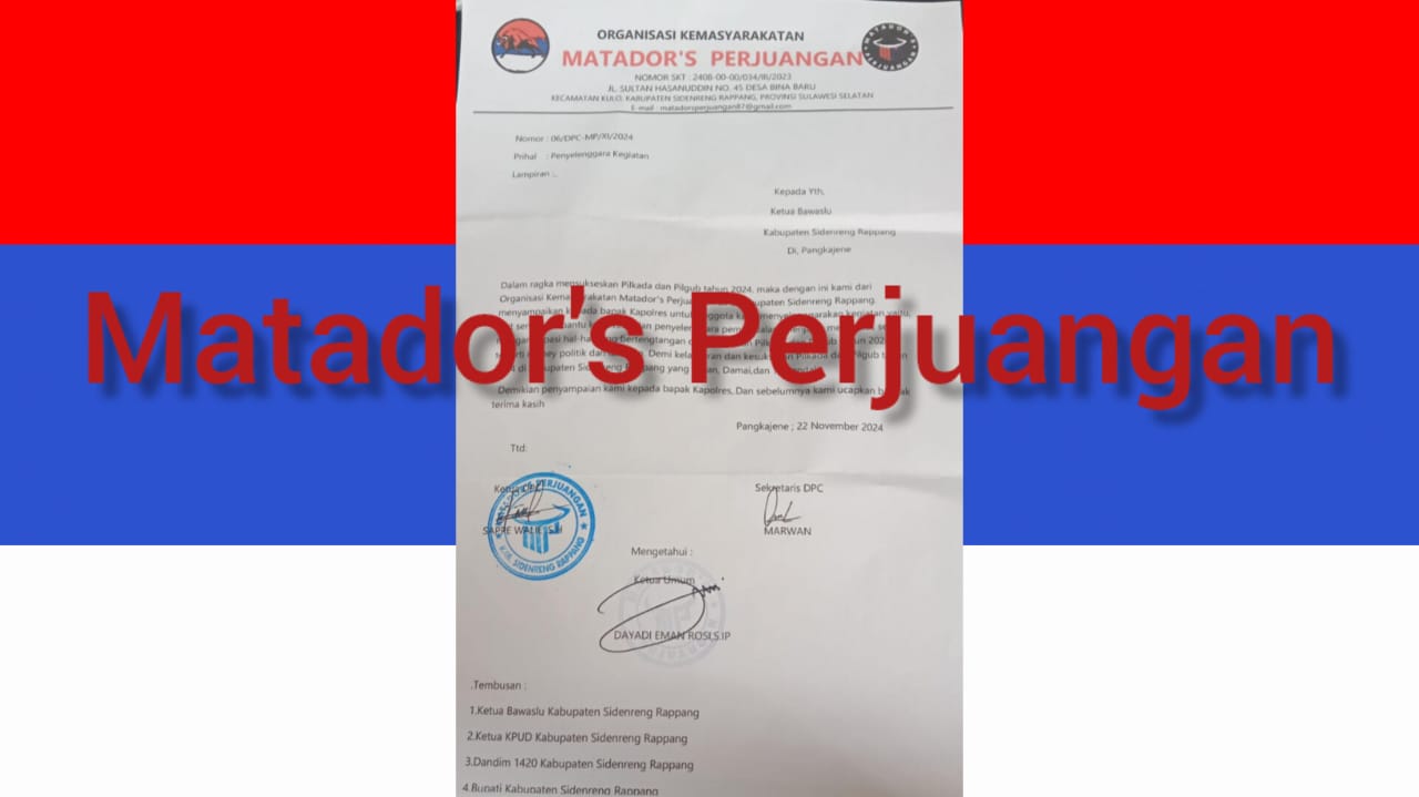 Matador’s Perjuangan Terbitkan Surat, Siap Kawal Pilkada dan Pilgub 2024