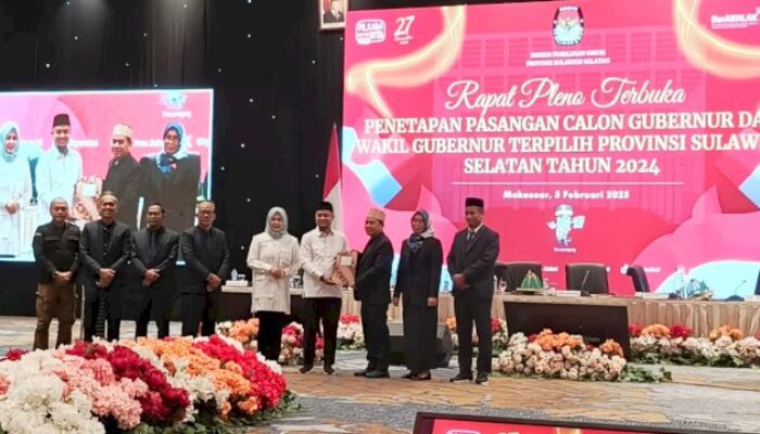 Resmi! KPU Tetapkan Andalan-Hati Gubernur dan Wakil Gubernur Sulsel