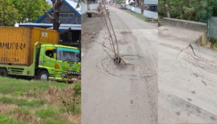 Warga Sidrap Keluhkan Jalan Amblas dan Jembatan Rusak Akibat Truk Kontainer