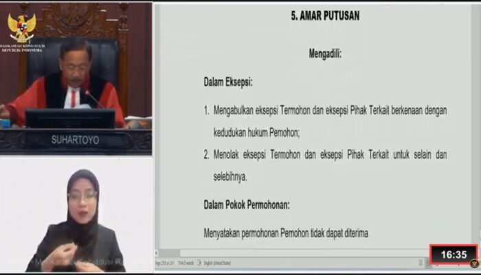 MK Tolak Seluruh Gugatan RahmAT, Naili–Ome Sah Menang Pilkada