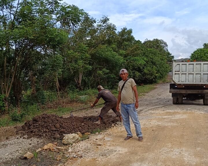 Lurah Arawa dan Komunitas Ashesi Gotong Royong Perbaiki Jalan Berlubang