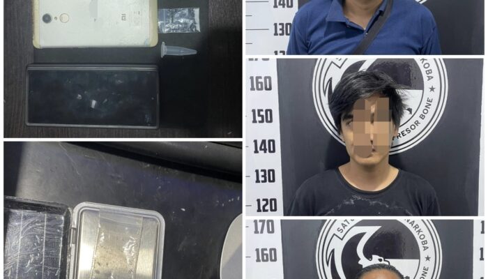 Tiga Pelaku Narkoba Ditangkap di Bone, Dua Residivis Kembali Berurusan dengan Polisi