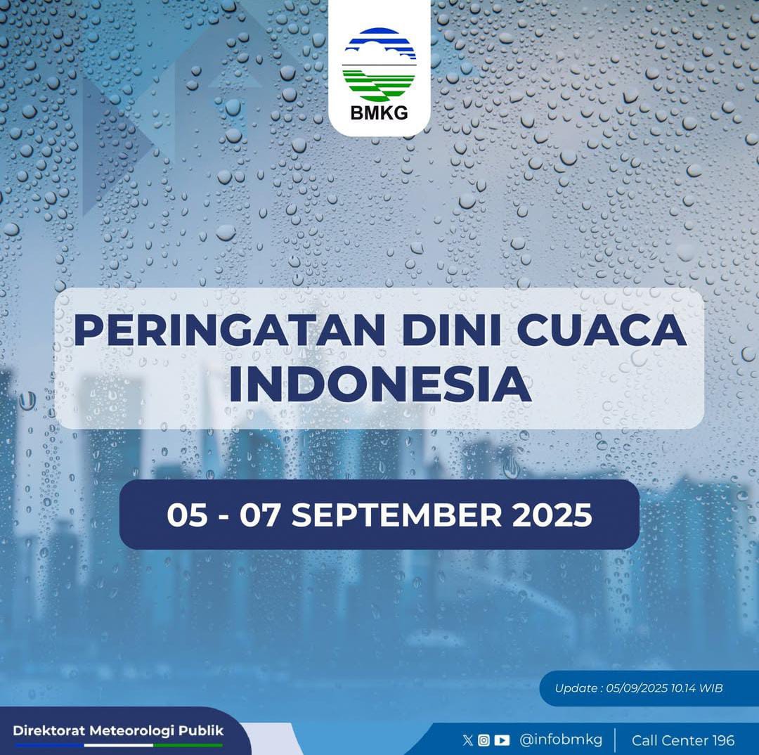 BMKG Imbau Warga Waspadai Cuaca Ekstrem 5–11 September 2025