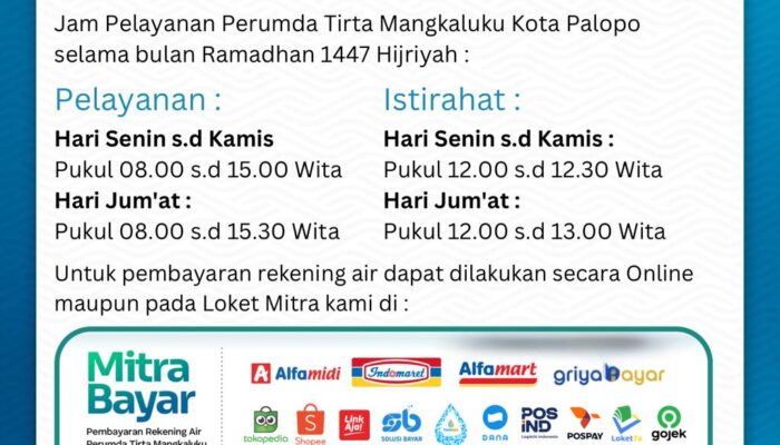 Perumda Palopo Sesuaikan Jam Operasional di Bulan Puasa, Cek Detailnya