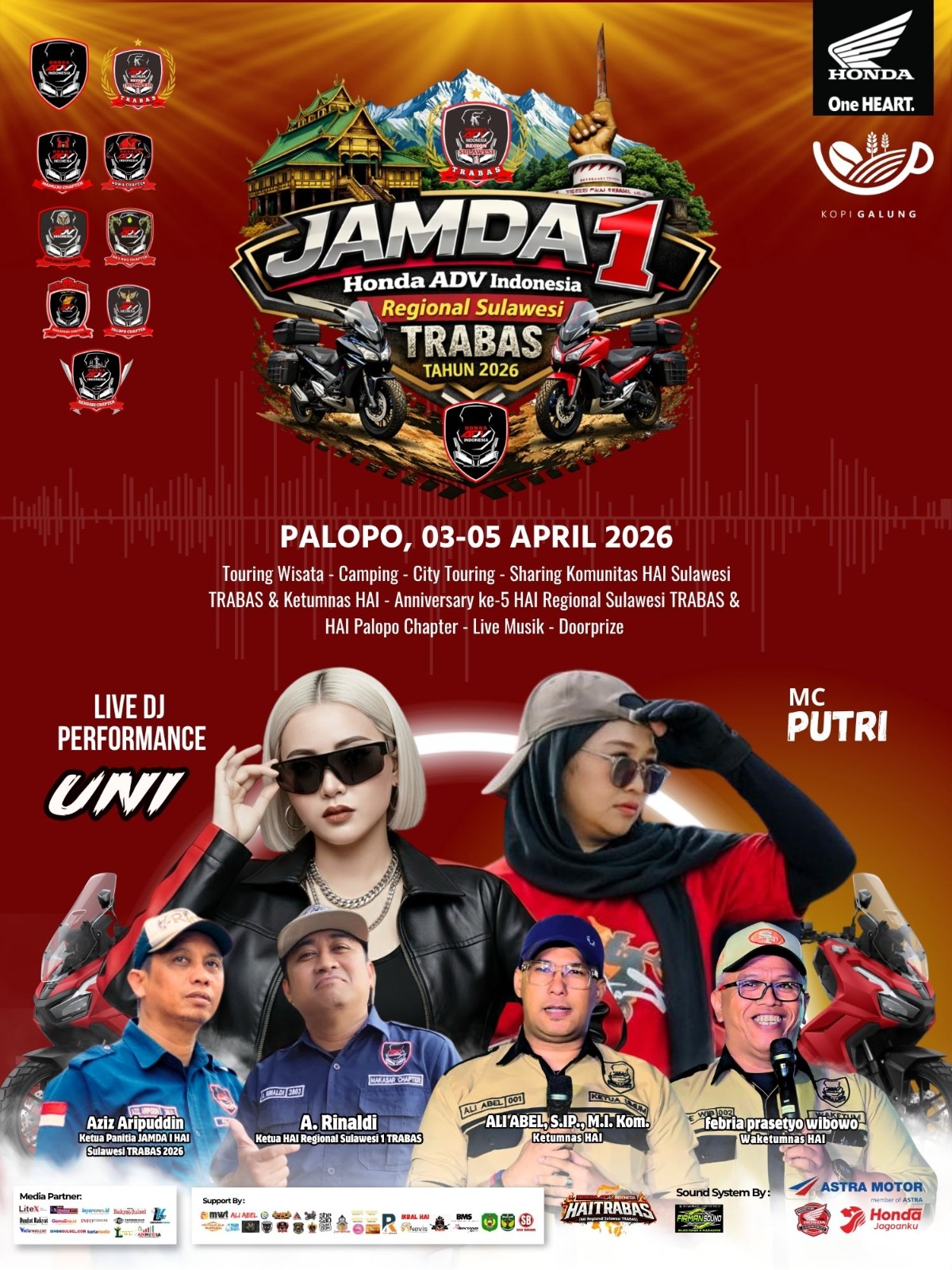 Promosikan Wisata Tana Luwu, Bupati Patahudding Dukung Penuh Jamda Komunitas Honda ADV