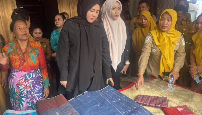 Lestarikan Warisan Budaya Daerah, Fatmawati Rusdi Tinjau Pembuatan Tenun Lipa Sabbe