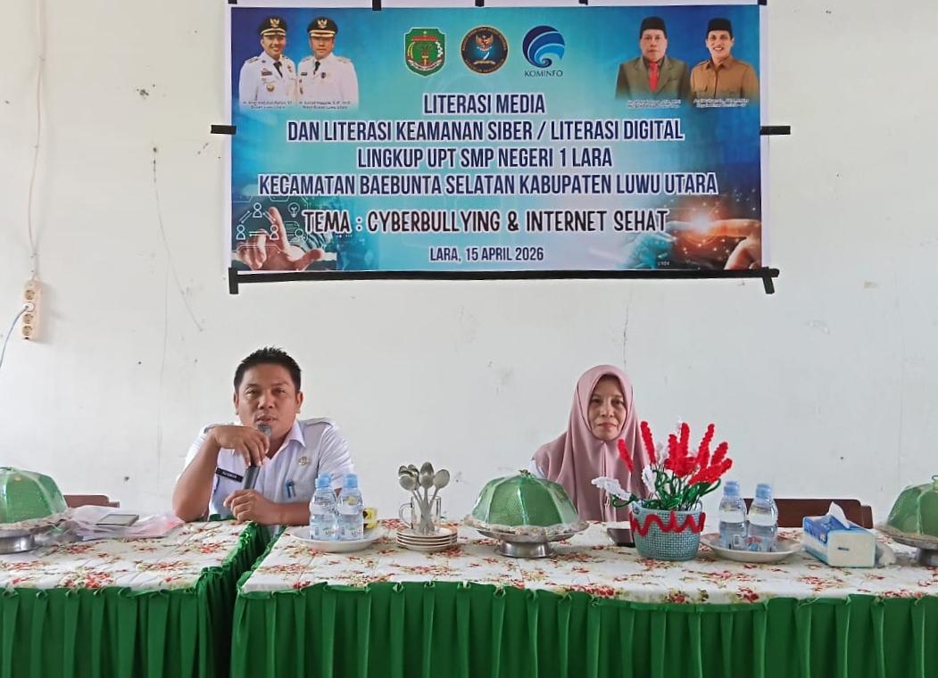 Cegah Cyberbullying dan Hoaks, Diskominfo-SP Luwu Utara Edukasi Siswa SMPN 1 Lara