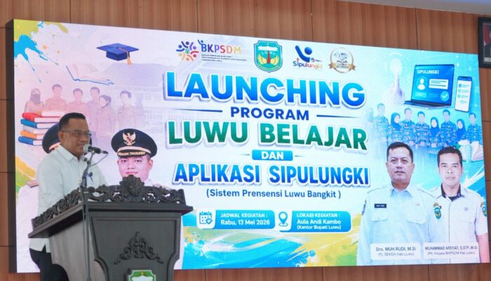 Pemkab Luwu Luncurkan “Luwu Belajar” dan Aplikasi Sipulungki, Dorong ASN Lebih Profesional
