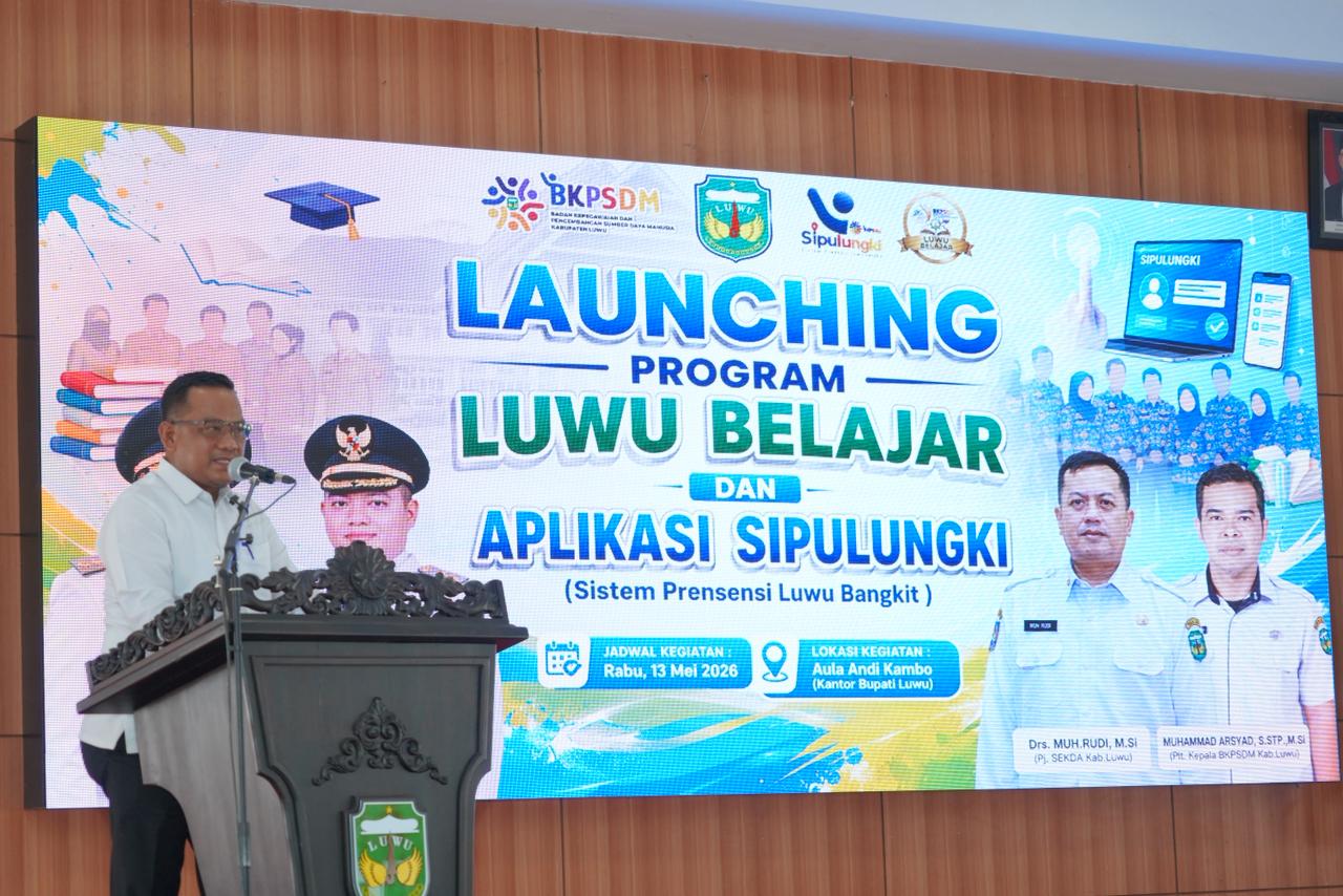 Pemkab Luwu Luncurkan “Luwu Belajar” dan Aplikasi Sipulungki, Dorong ASN Lebih Profesional