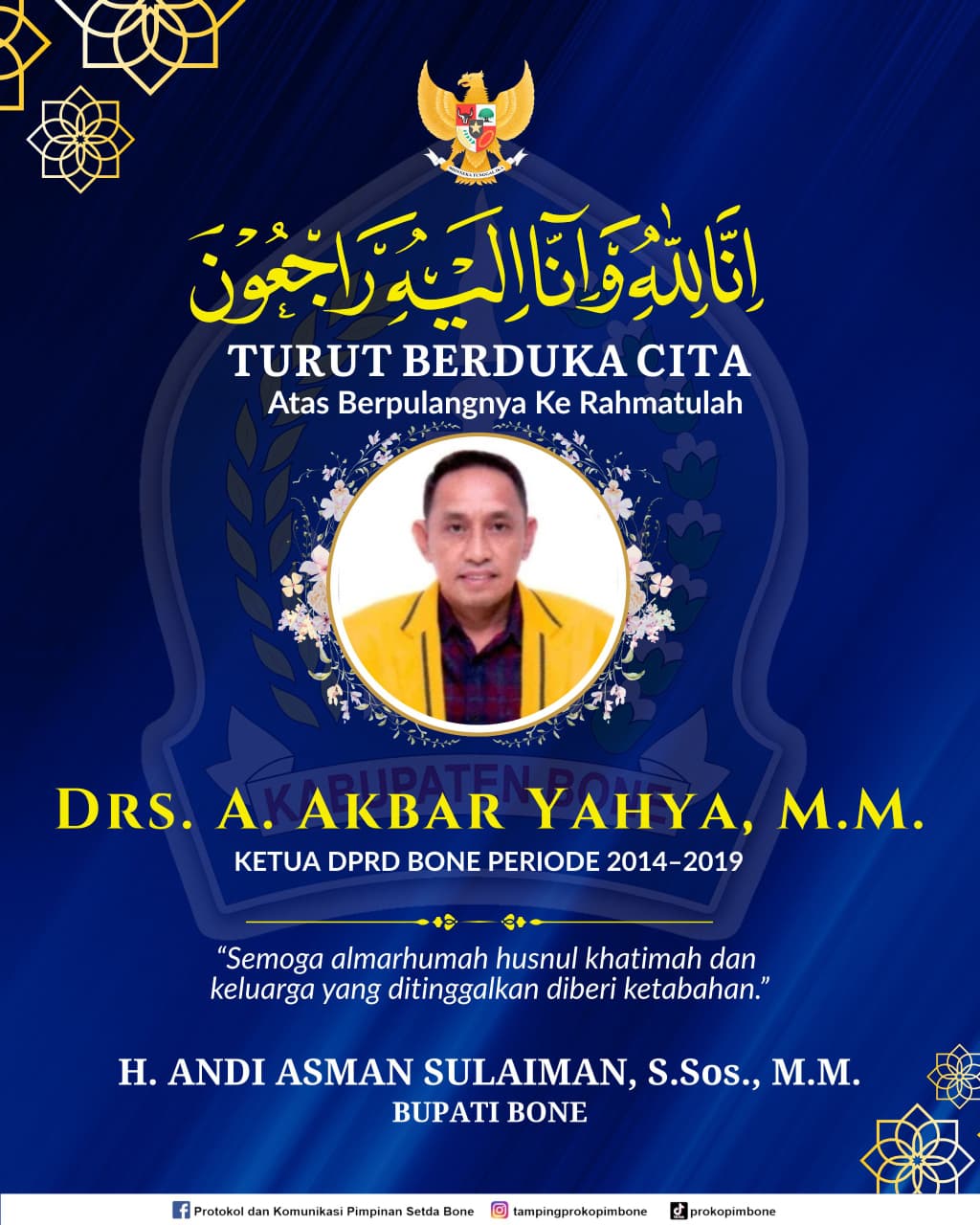 Kabar Duka dari Bone: Mantan Ketua DPRD Andi Akbar Yahya Tutup Usia