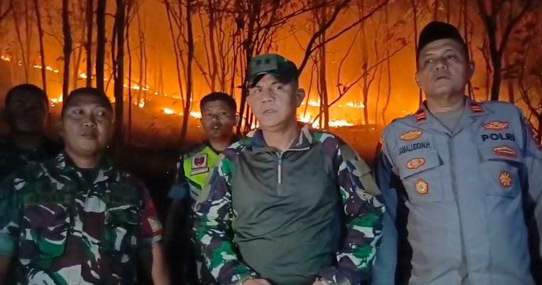 Dandim 1420 Sidrap Turun Langsung Padamkan Kebakaran Lahan di Mattirotasi