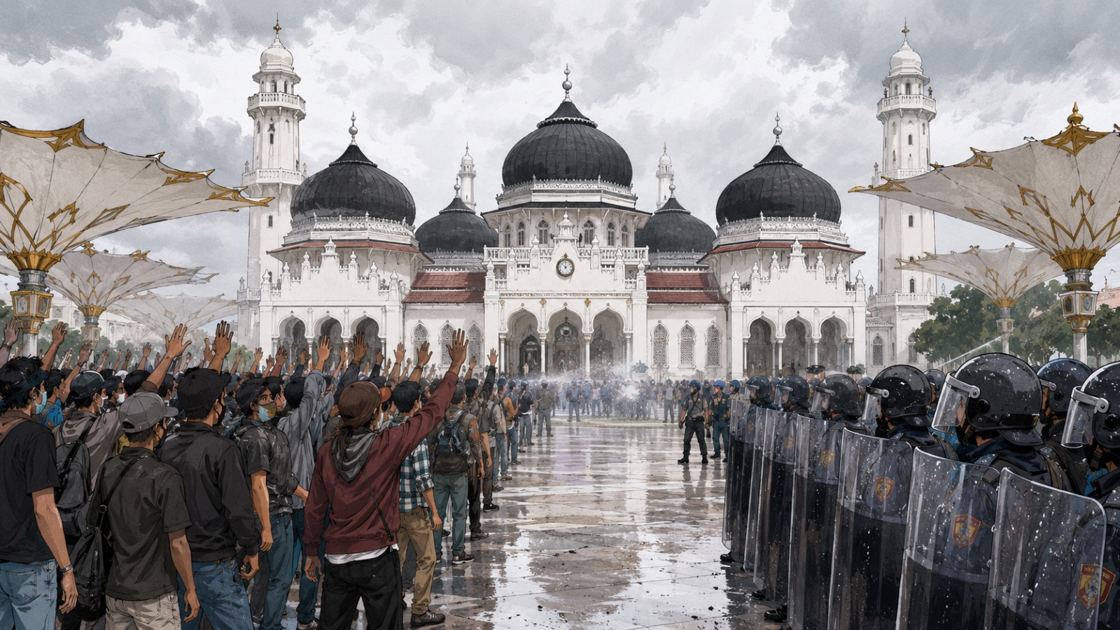 Peringatan Damai Aceh Berujung Ricuh, Bendera Bulan Bintang Berkibar