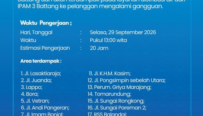 Perumda Tirta Mangkaluku Perbaiki Pipa Bocor, Ini Wilayah Terdampak