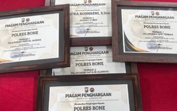 Polres Bone Raih Lima Penghargaan Kehumasan dari Polda Sulsel